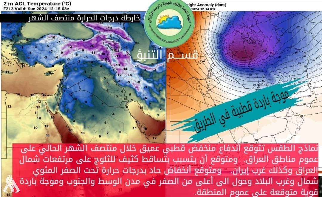 الأنواء الجوية تتوقع موجة برد قوية منتصف الشهر الحالي